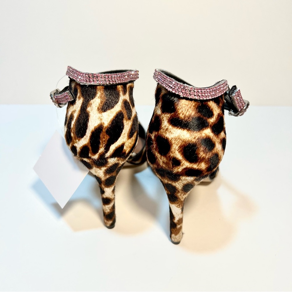 Gianni Bini Jesika Leopard Print Calf Hair Bling Ankle Strap Pumps sz 6 M - Picture 10 of 11